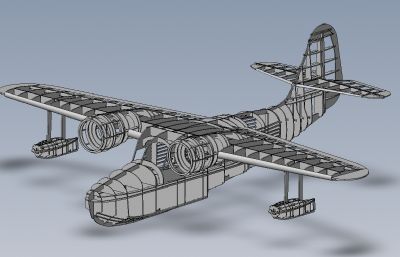 复古浮式飞机航模架
