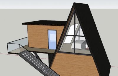 三角形小楼房,帐篷屋sketchup模型