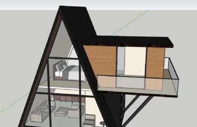 三角形小楼房,帐篷屋sketchup模型