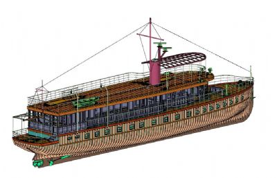 木船框架skp模型