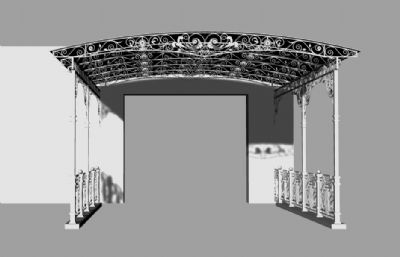 大厅入口的铁艺大棚,雨棚rhino模型