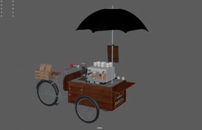 创意咖啡车,自行车改装小吃车,路边摊
