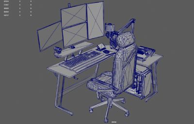 游戏玩家电脑桌配置,主播工作室场景
