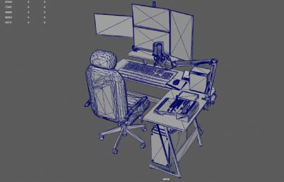 游戏玩家电脑桌配置,主播工作室场景