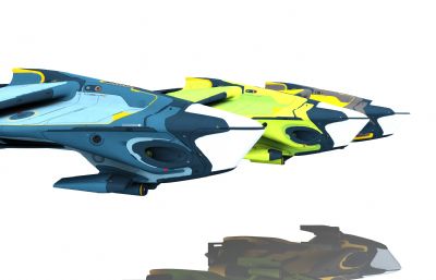 三艘飞船3dmax模型
