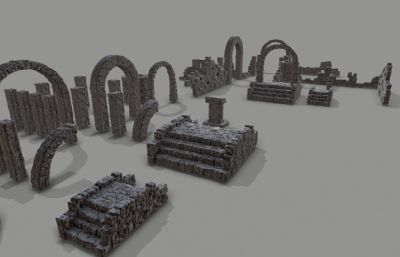 中世纪城堡,石墙和拱门废墟