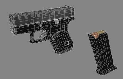 Glock43手枪,游戏枪械FBX模型