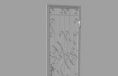 铁艺雕花装饰房门,卫浴门rhino模型