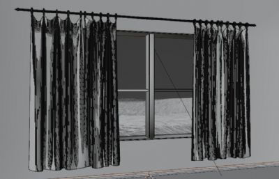窗户+窗帘组合blender模型