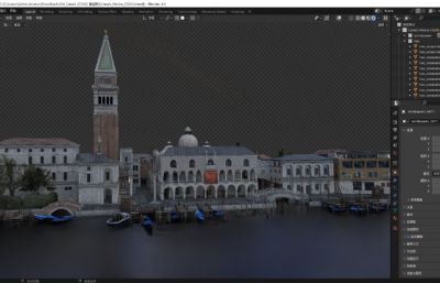 威尼斯水城小镇blender模型