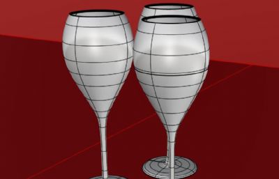 葡萄酒杯,高脚杯rhino模型