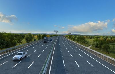 高速公路施工动画,柏油马路施工维修,公路修路场景3dmax模型