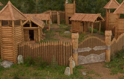 森林营地部落,山寨,村寨blender模型