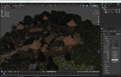 森林营地部落,山寨,村寨blender模型