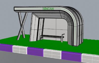 现代化公交站台rhino模型