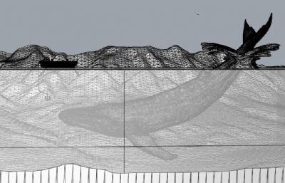 蓝鲸渔船海岸场景rhino模型