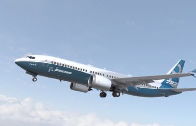 波音737max8客机3dmax模型,10套涂装