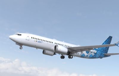 波音737max8客机3dmax模型,10套涂装