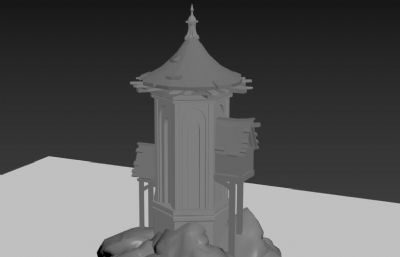 古代塔楼3dmax素模