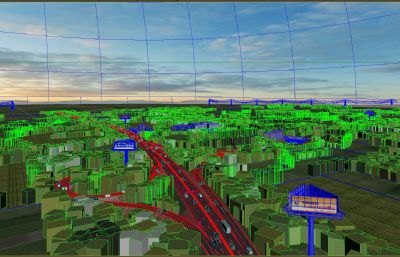 高速公路+麦田田野场景3dmax模型