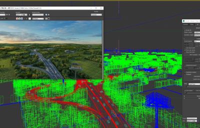 高速公路+麦田田野场景3dmax模型