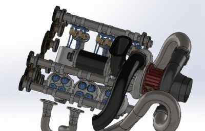 6缸1.6L发动机内部结构step模型