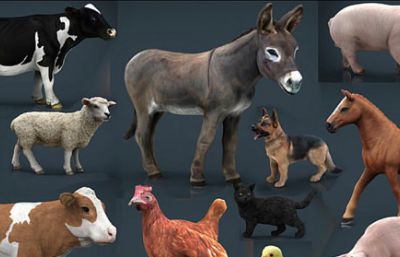 奶牛,马匹山羊等农场动物模型集合