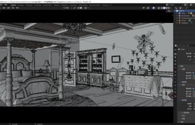 乡村庄园卧室blender模型