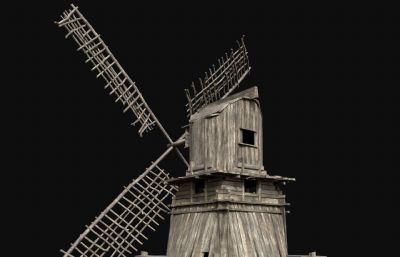 农场破旧风车,荷兰风车