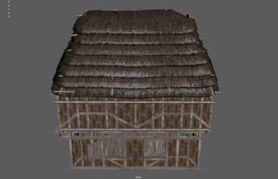 木制仓库 中世纪房屋 茅草屋塌陷模型