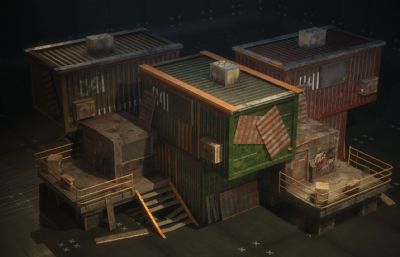 贫民窟集装箱房屋 游戏场景 幸存者营地