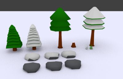 卡通森林,低面森林blender模型