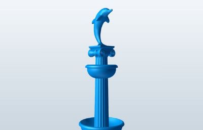 海豚喷泉obj模型