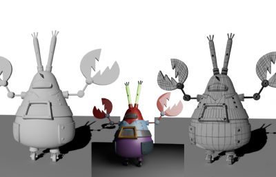 卡通机械蟹老板maya模型