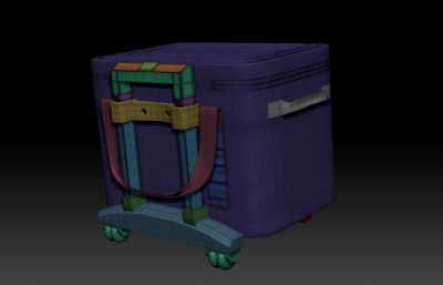雕刻行李箱,旅行拖箱zbrush,maya模型