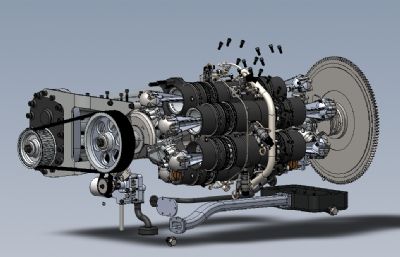 双冲程斜盘式增压柴油发动机内部结构
