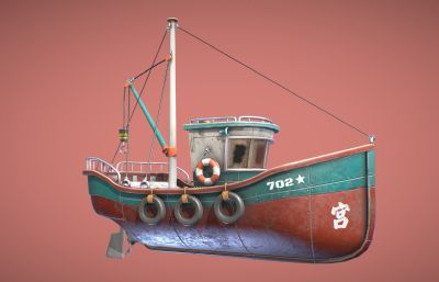 卡通渔船,海船 ,捕鱼小船