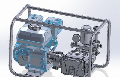 汽油机直连型打药机solidworks模型