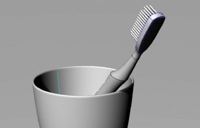 牙刷漱口杯模型