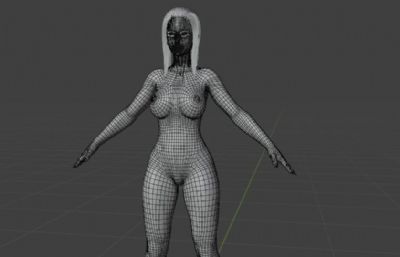 自制科幻女战士blender模型