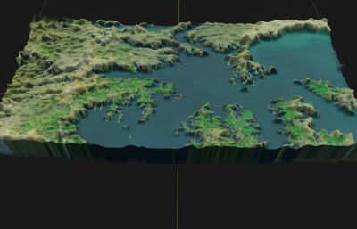 山河湖泊地形blender模型