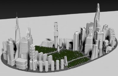 科幻城市市中心FBX模型