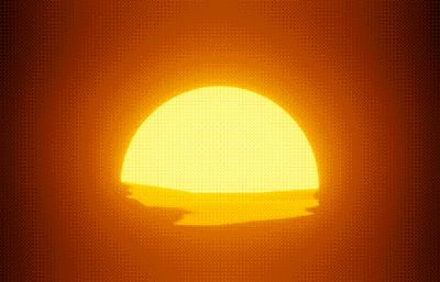 海边日落动画blender模型