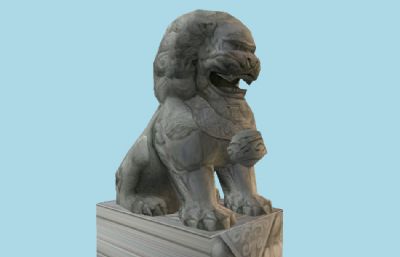 游戏里的石狮子obj模型