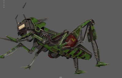 蒸汽朋克机械蚂蚱,机械昆虫,科幻机甲