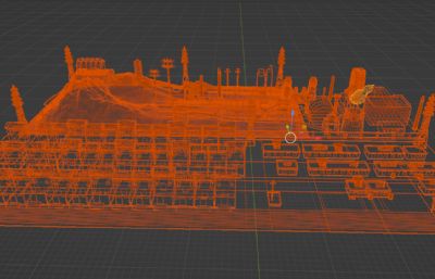 乡镇乡村工厂,发电站场景blender模型