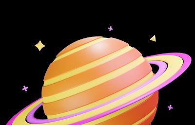 土星,Q版土星blender模型