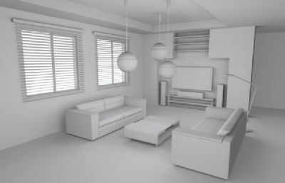 一个简单的客厅c4d,3ds,obj模型