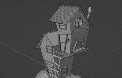 带梯子的双层木屋blender模型