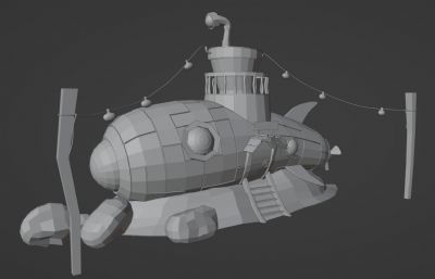 潜艇形状的房子blender模型,有fbx,obj格式